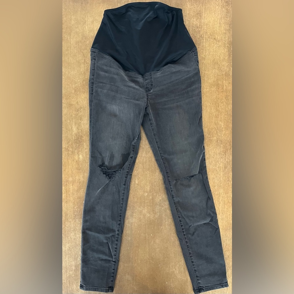 Madewell Maternity Charcoal Distressed Skinny Jeans Sz 28
